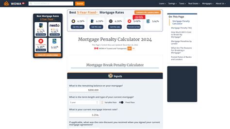 mortgage penalty calculator wowa.